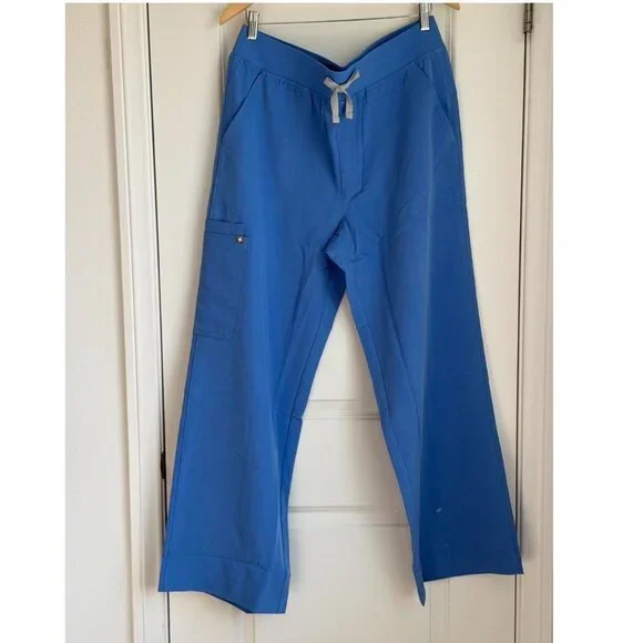 Figs High Waisted Isabel Wide Leg Scrub Pants in Ceil Blue, Size X-Large - Picture 7 of 9